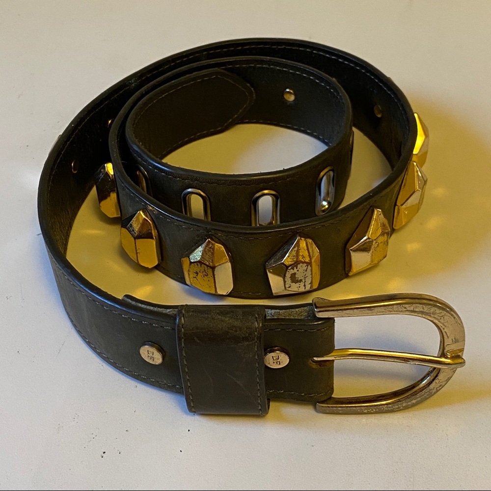 Vintage DVF facet studded leather belt